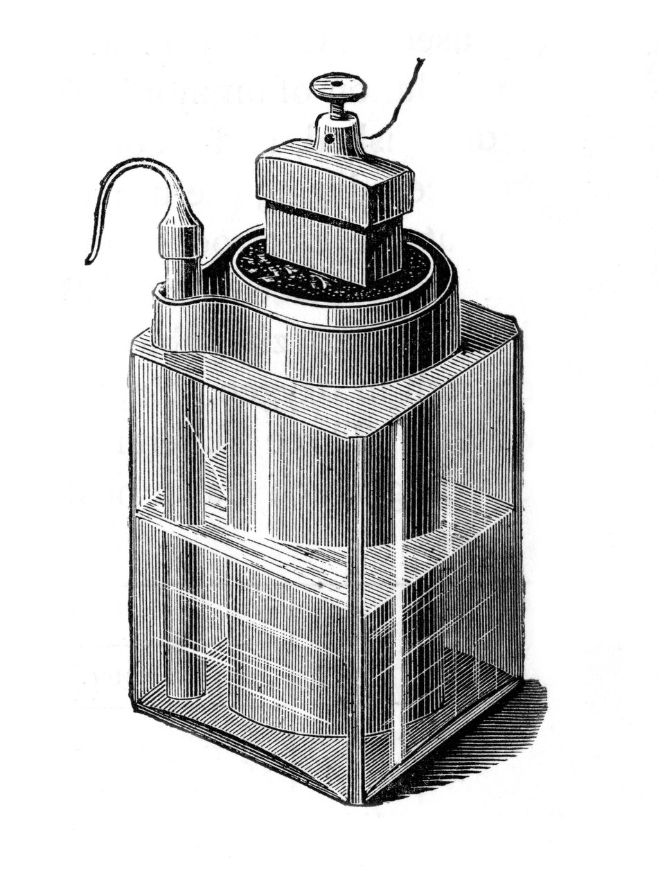 Leclanche-Nasszelle, eine frühe Speicherbatterie, 1896 von Unbekannt