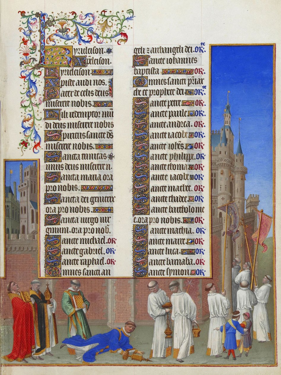 Les Très Riches Heures des Herzogs von Berry, Folio 72r - Die Prozession des Heiligen Gregor von Unbekannt