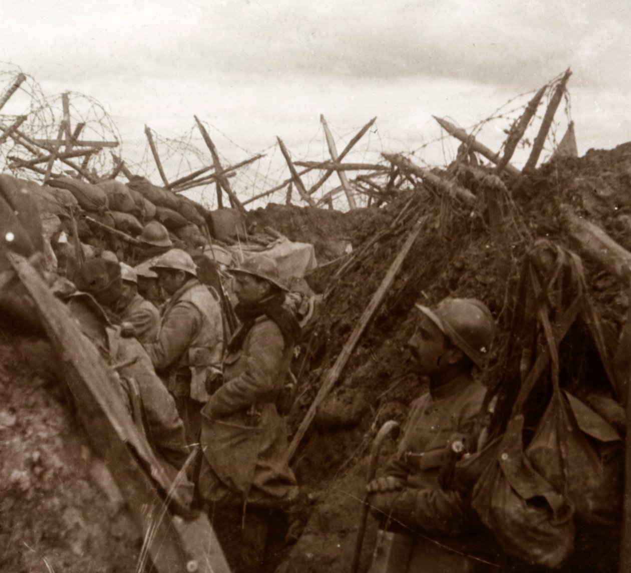 Horchposten, Frontlinie, um 1914-1918 von Unbekannt