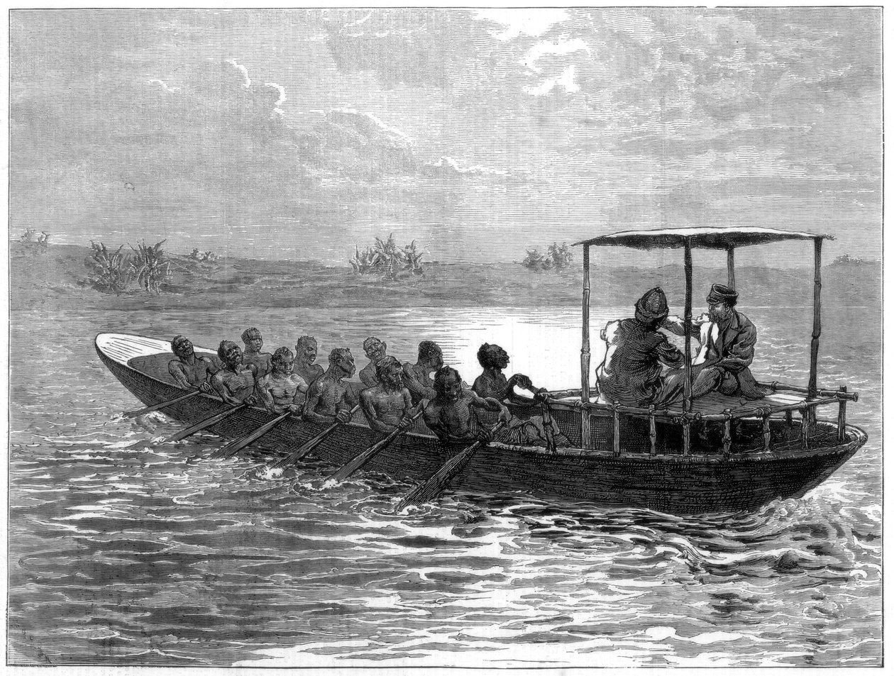 Livingstone und Stanley auf dem Weg vom Ujiji zum Rusizi-Fluss, 1871 von Unbekannt