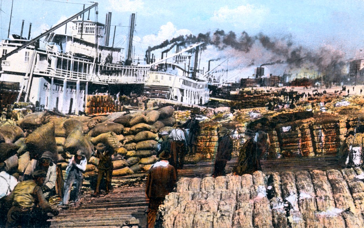 Baumwolle auf ein Schiff laden, Memphis, Tennessee, USA, um 1900er Jahre von Unbekannt