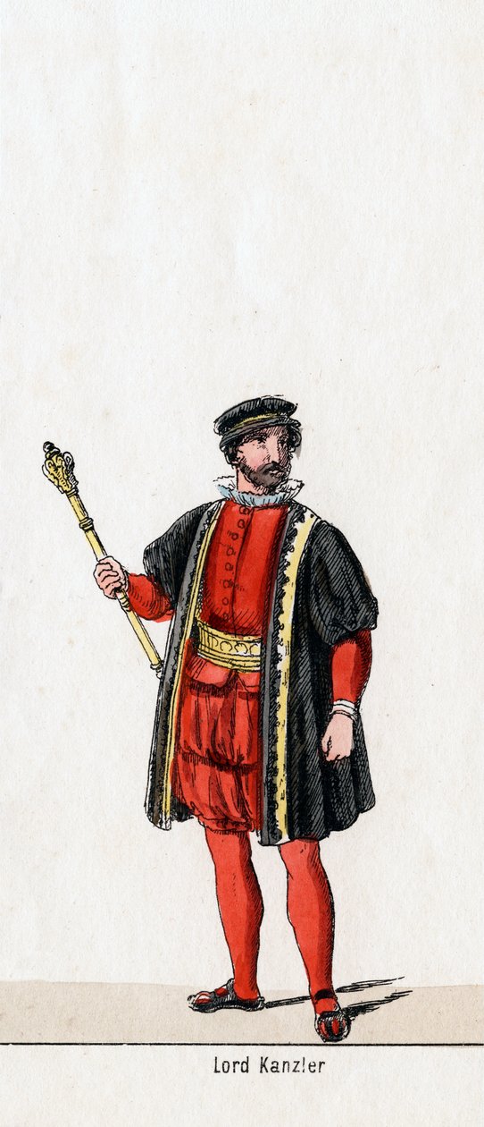 Lordkanzler, Kostümentwurf für Shakespeares Stück, Heinrich VIII., 19. Jahrhundert von Unbekannt