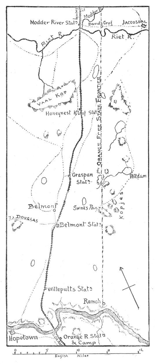 Lord Methuens Vormarschlinie zum Modder River, 1902 von Unbekannt
