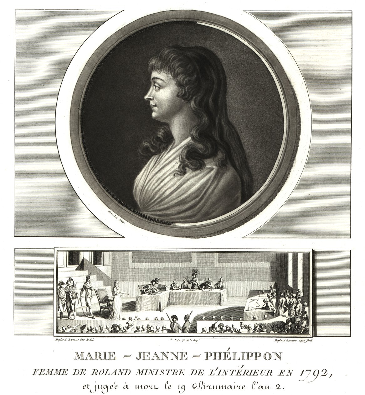 Madame Roland oder Marie-Jeanne Phelippon (1754-1793), Girondistin, zusammen mit ihrem Ehemann Jean-Marie Roland de la Platiere von Unbekannt