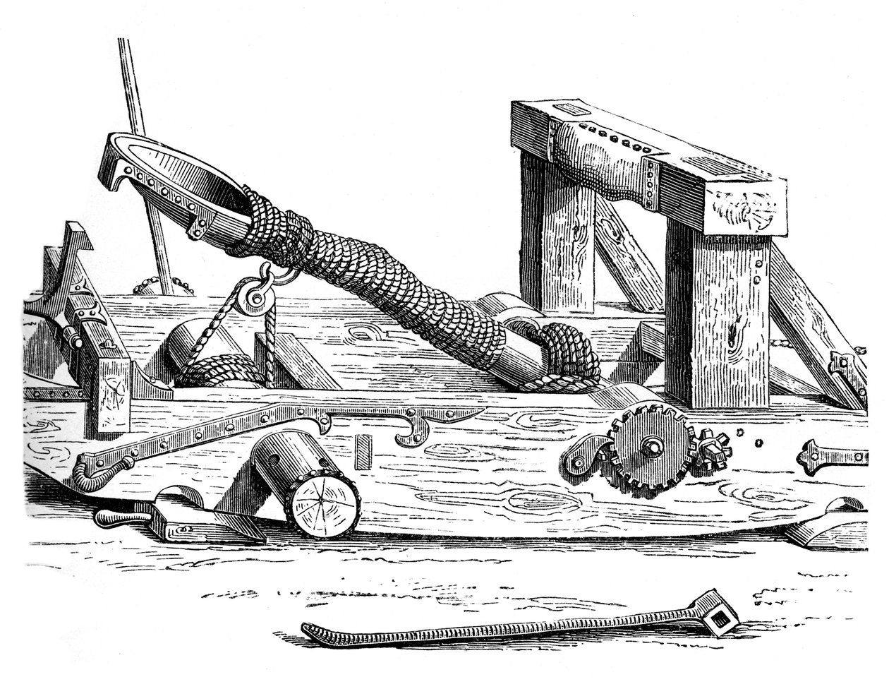 Mangonel, eine Kriegsmaschine im 15. Jahrhundert, 1870 von Unbekannt
