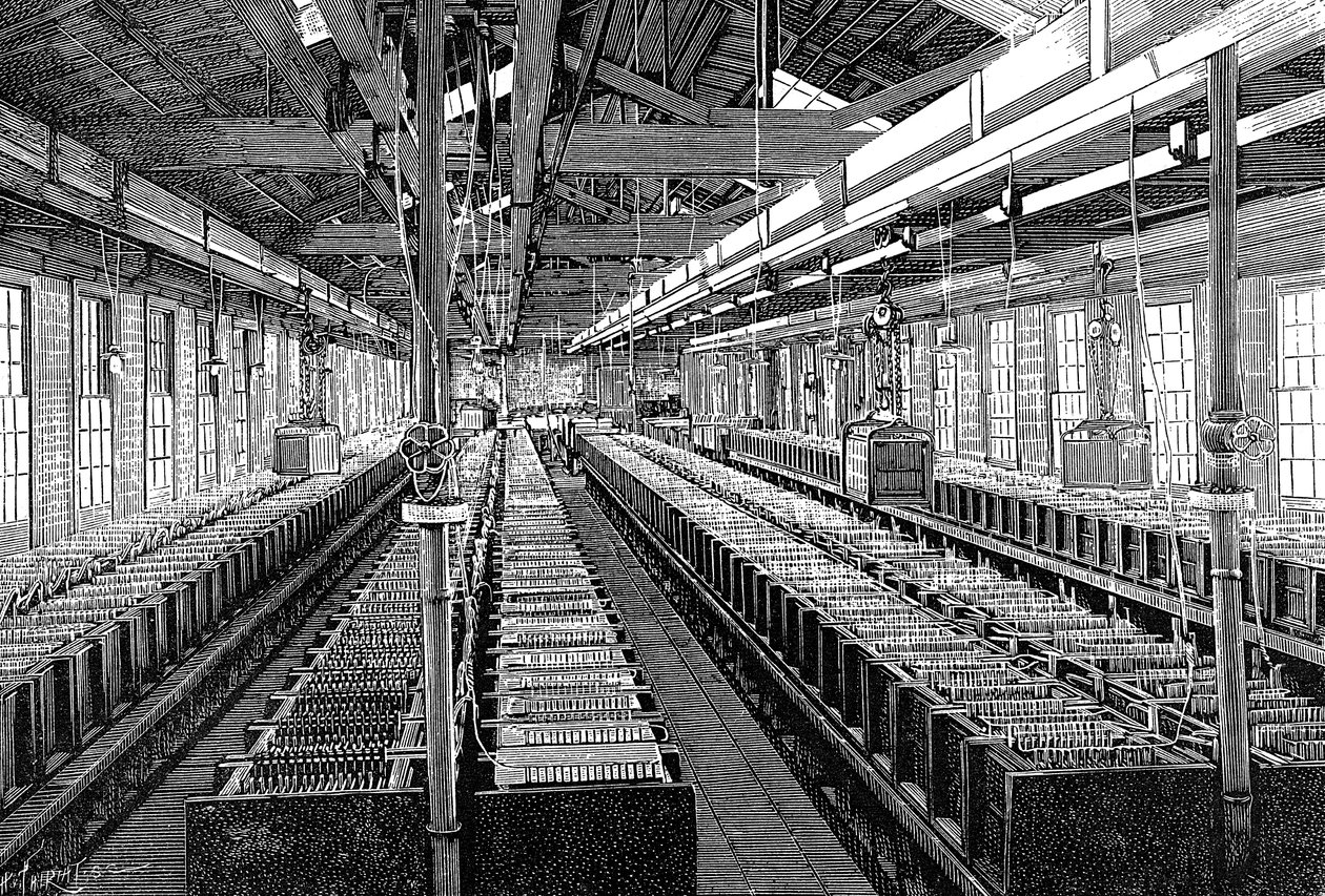 Herstellung von elektrischen Batterien, USA, 1887 von Unbekannt