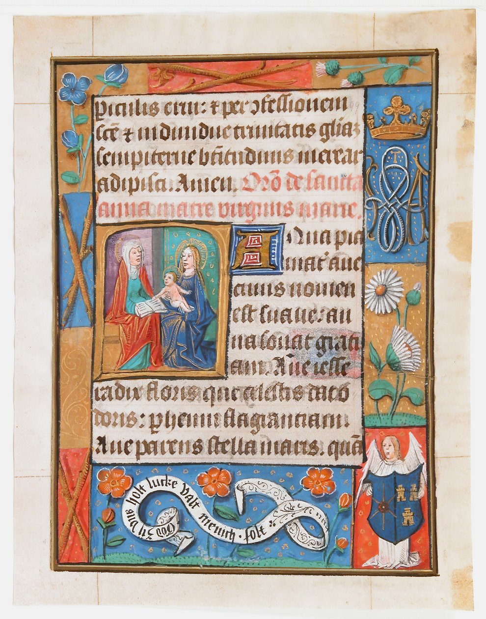 Manuskriptblatt aus einem Stundenbuch, ca. 1500 von Unbekannt