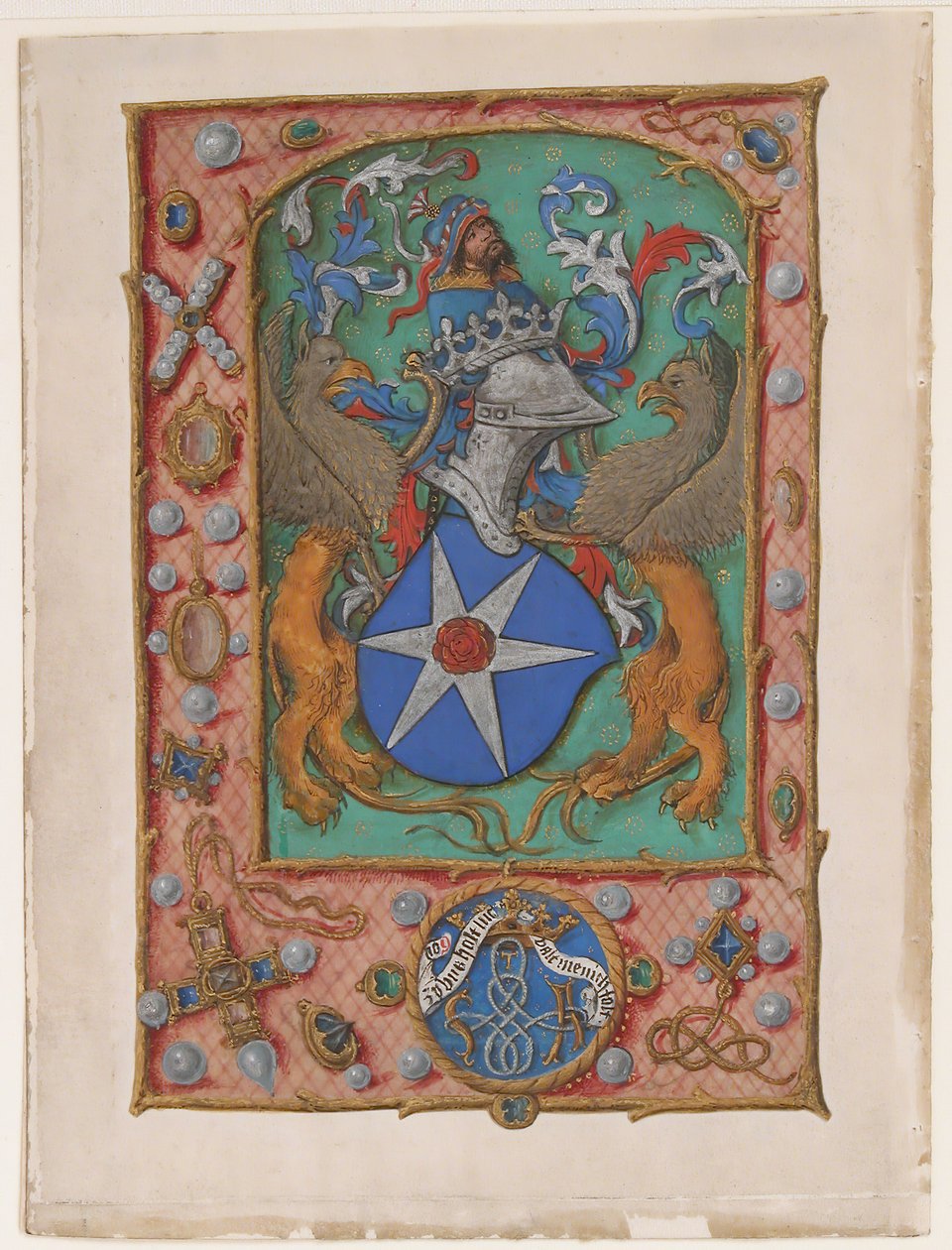 Manuskriptblatt mit Wappen, aus einem Stundenbuch, ca. 1500 von Unbekannt