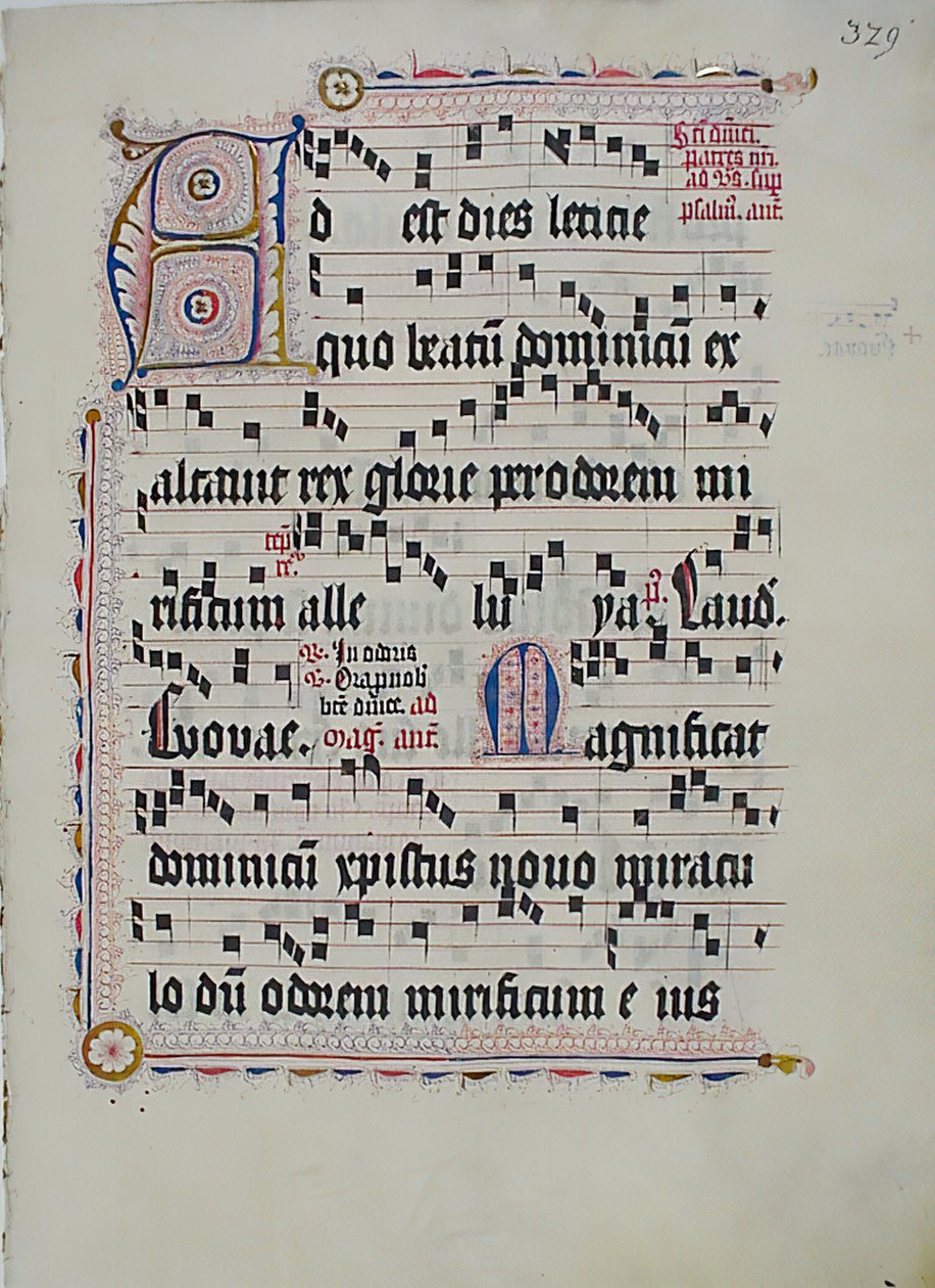Manuskriptblatt mit Initiale A, aus einem Antiphonar, Deutsch, zweites Viertel des 15. Jahrhunderts von Unbekannt
