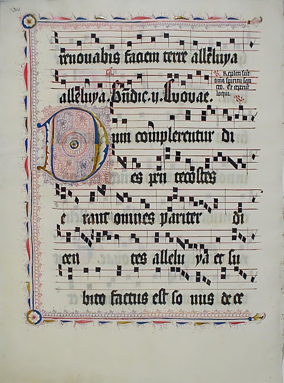 Manuskriptblatt mit Initiale D, aus einem Antiphonar, deutsch von Unbekannt