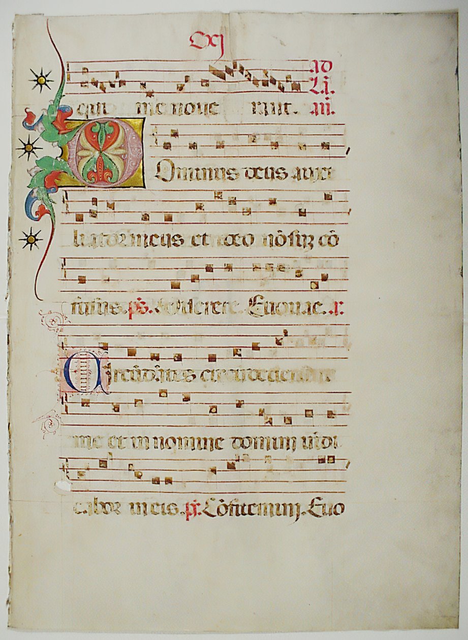 Manuskriptblatt mit Initiale D, aus einem Antiphonar, italienisch, 15. Jahrhundert von Unbekannt