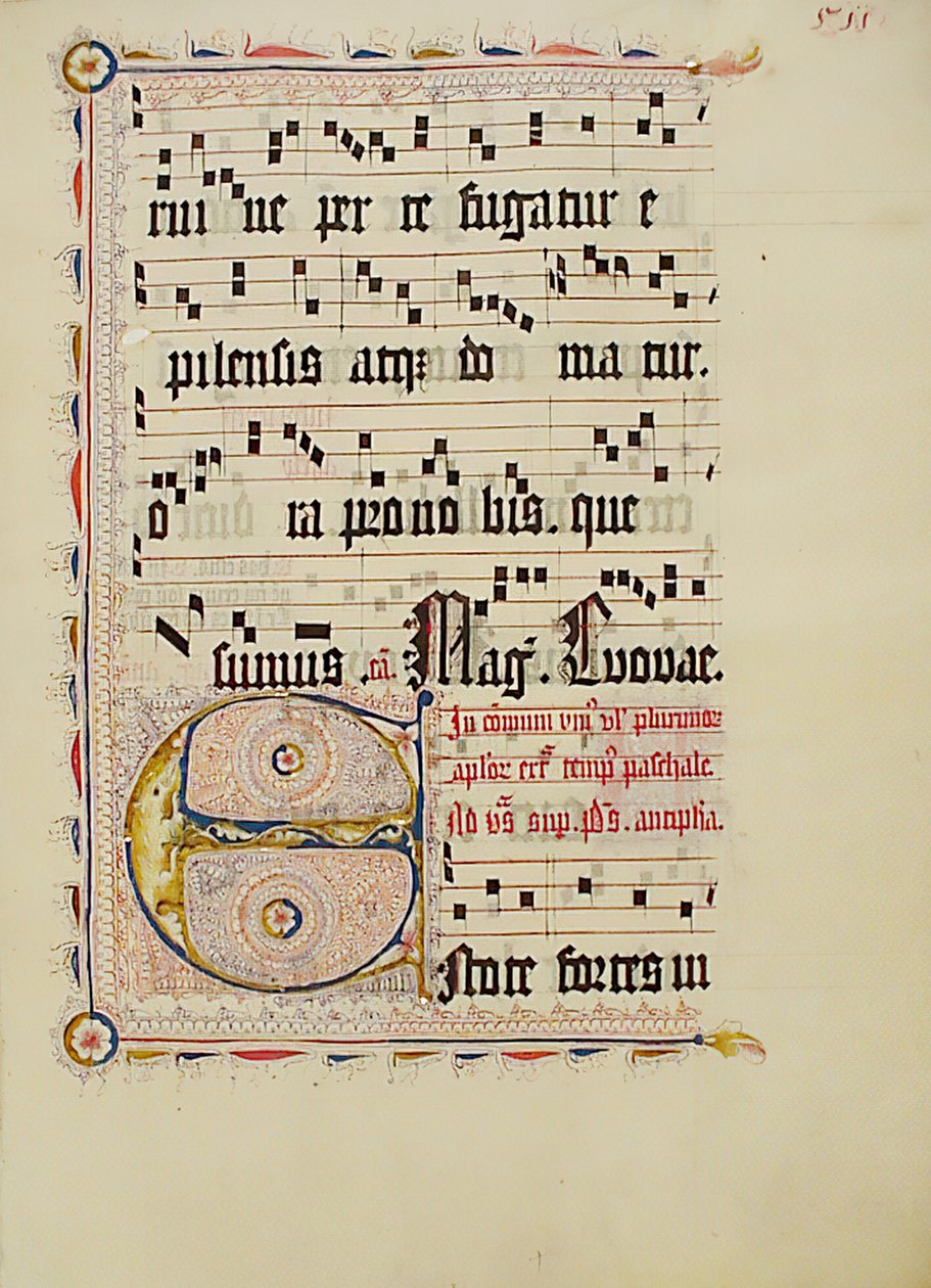 Manuskriptblatt mit Initiale E, aus einem Antiphonar von Unbekannt