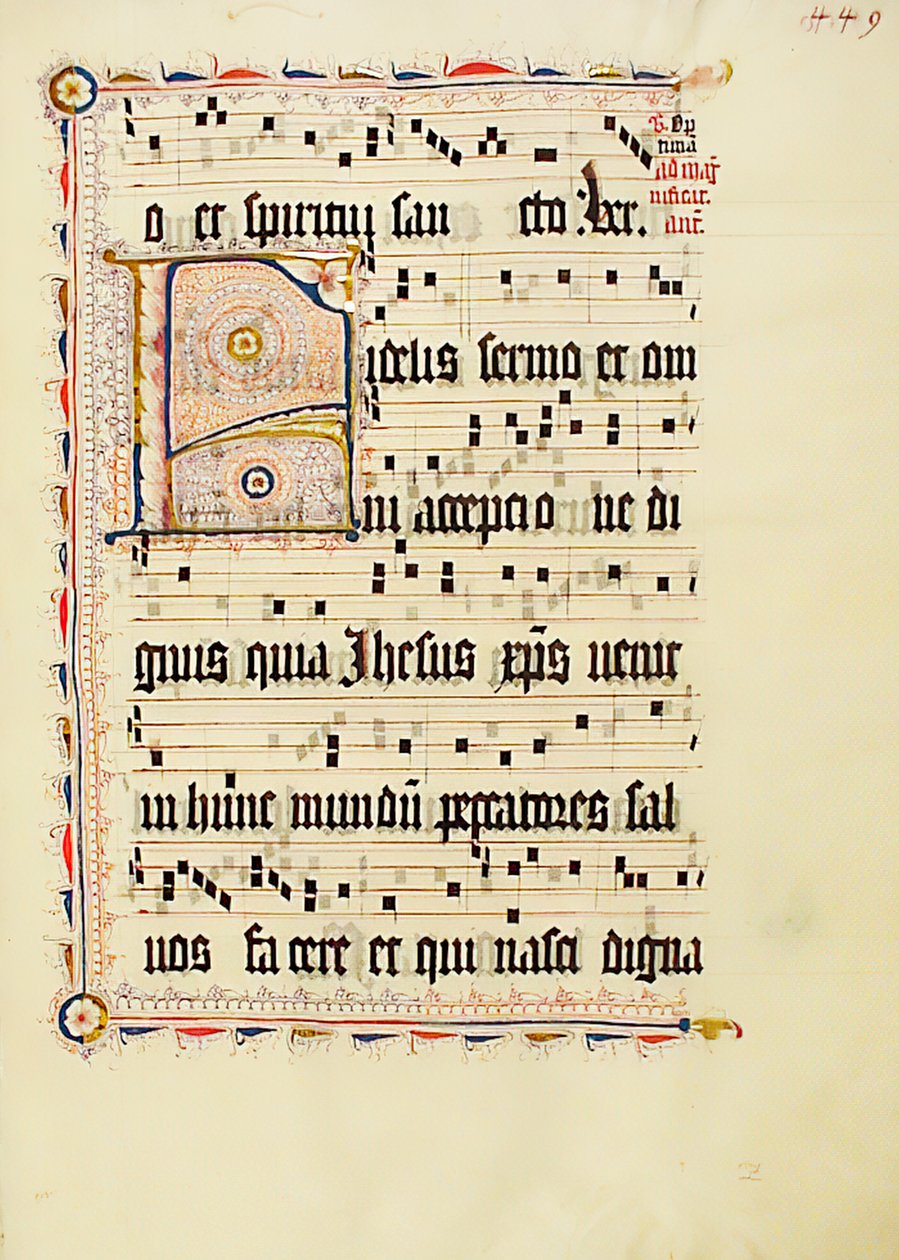 Manuskriptblatt mit Initiale F, aus einem Antiphonar, deutsch, zweites Viertel des 15. Jahrhunderts von Unbekannt