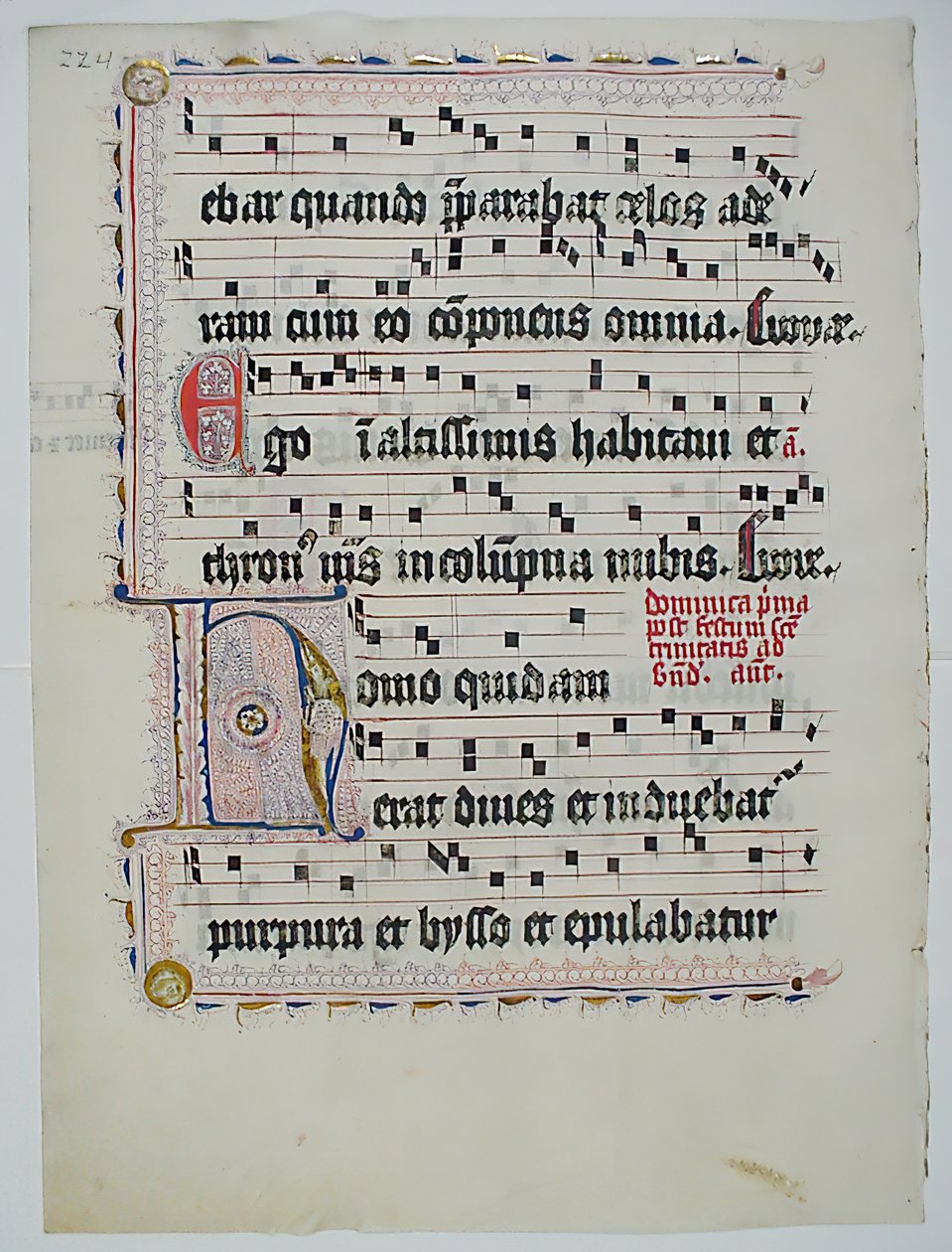 Manuskriptblatt mit Initiale H, aus einem Antiphonar, deutsch, zweites Viertel des 15. Jahrhunderts von Unbekannt