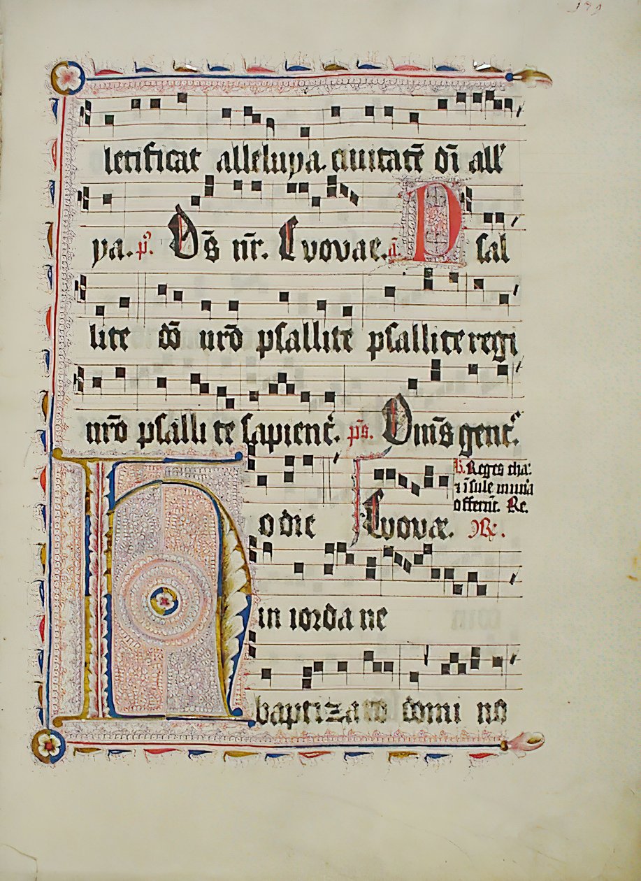 Manuskriptblatt mit Initiale H, aus einem Antiphonar, Deutsch, zweites Viertel des 15. Jahrhunderts von Unbekannt