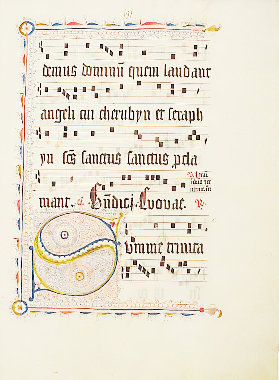 Manuskriptblatt mit Initiale S, aus einem Antiphonar, Deutsch, zweites Viertel des 15. Jahrhunderts von Unbekannt