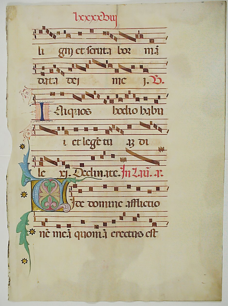 Manuskriptblatt mit Initiale V, aus einem Antiphonar, italienisch, 15. Jahrhundert von Unbekannt