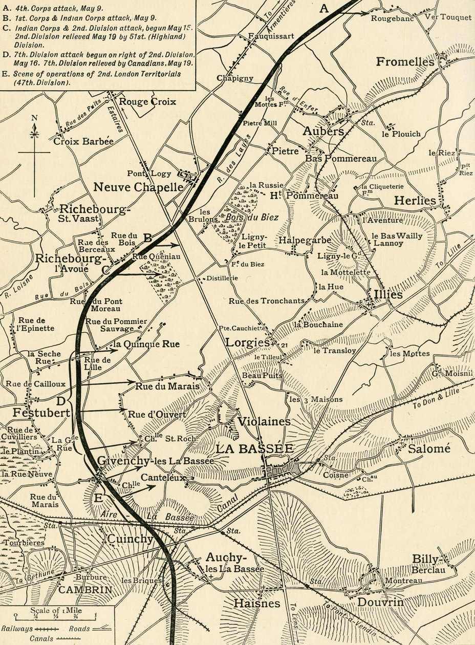 Karte zur Veranschaulichung der Operationen der Ersten Armee..., Erster Weltkrieg, 1915, um 1920 von Unbekannt