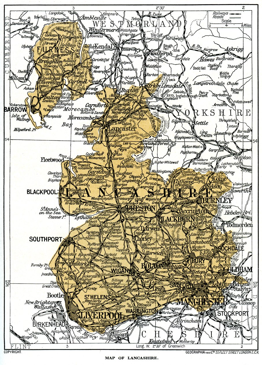Karte von Lancashire von Unbekannt