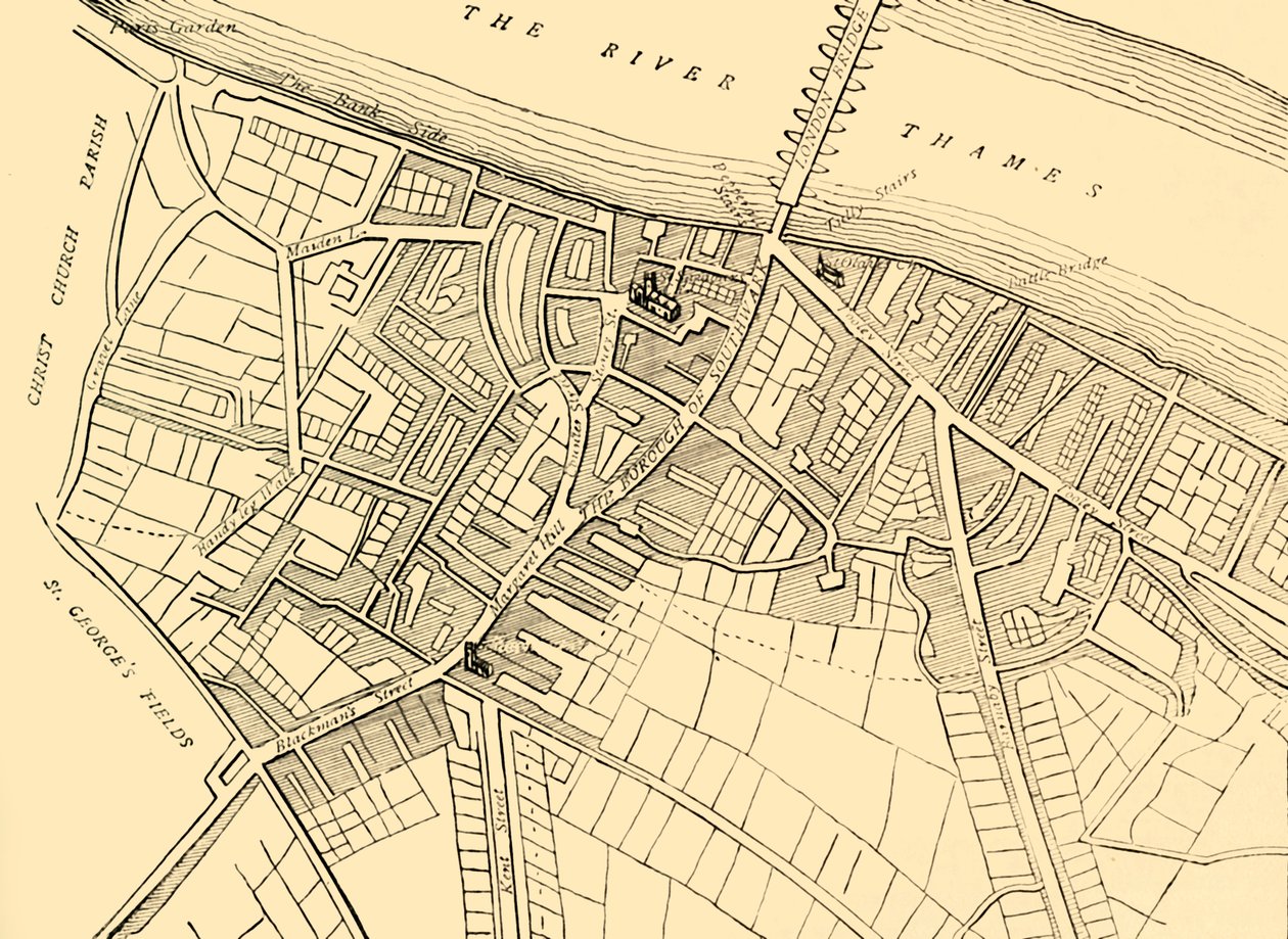 Karte von Southwark, 1720, ca. 1878 von Unbekannt