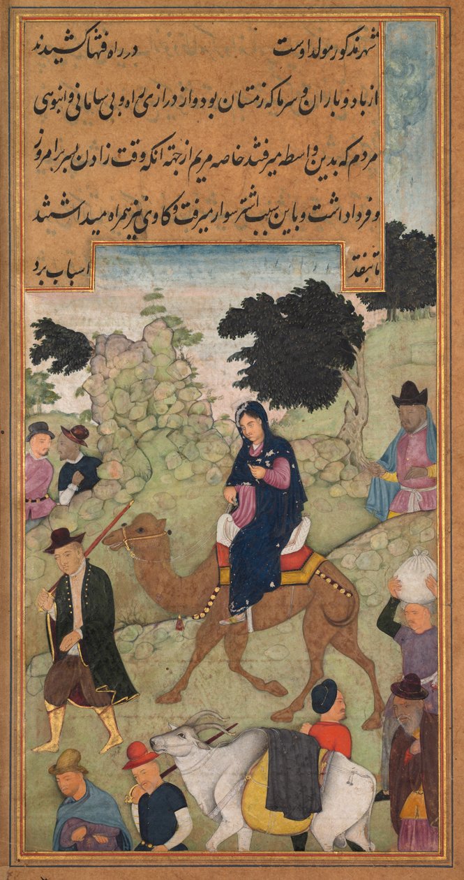 Maria und Joseph reisen nach Bethlehem, aus einem Mirat al-quds von Pater Jerome Xavier..., 1602-1604 von Unbekannt