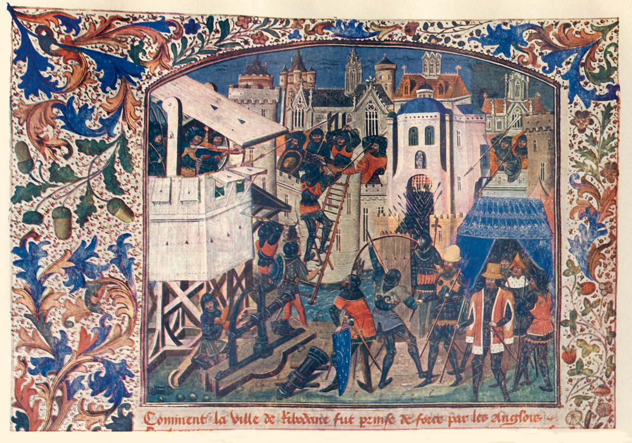 Methoden der Kriegsführung während des Hundertjährigen Krieges, um 1400, um 1930 von Unbekannt