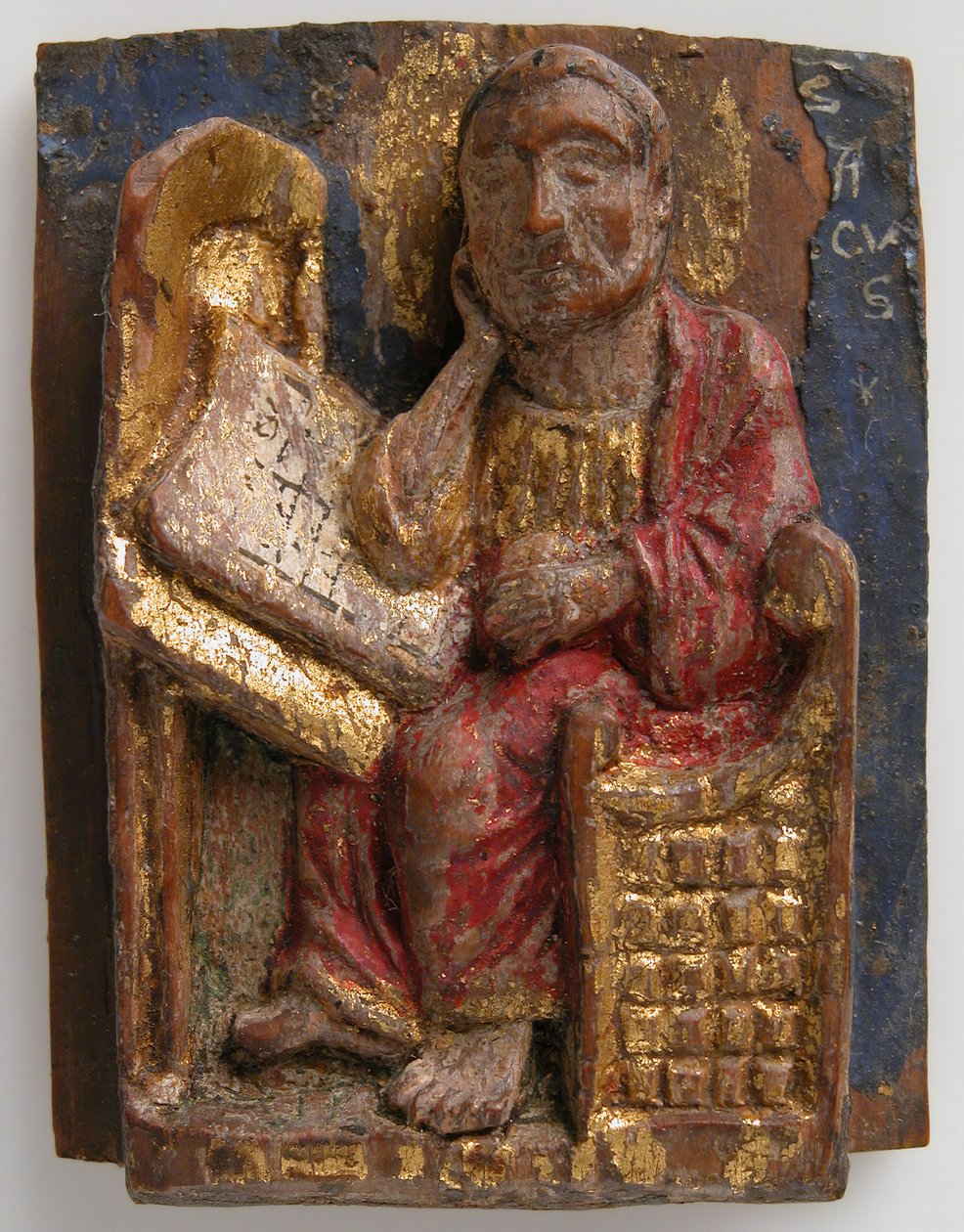 Miniaturrelief des Heiligen Markus an seinem Schreibtisch, ca. 1200-1225 von Unbekannt