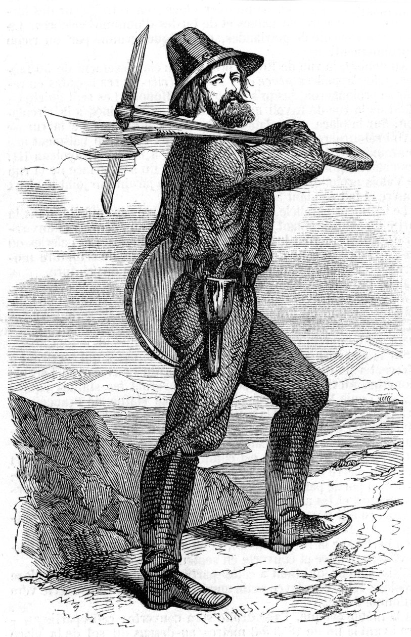 Goldsucher in den kalifornischen Goldfeldern, 1853 von Unbekannt