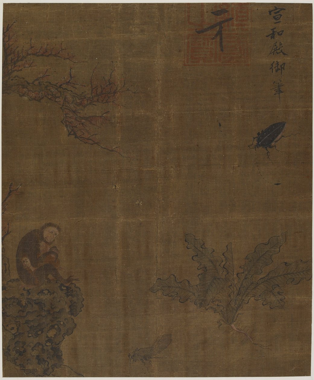 Affen, Insekten und Kohl, möglicherweise Ming-Dynastie, 1368-1644 von Unbekannt