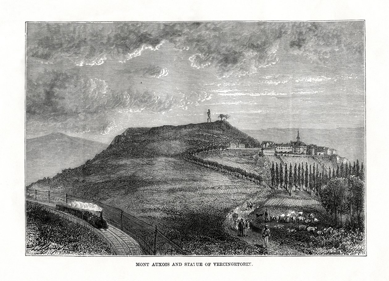 Mont Auxois und die Statue von Vercingetorix, Frankreich, 1879 von Unbekannt