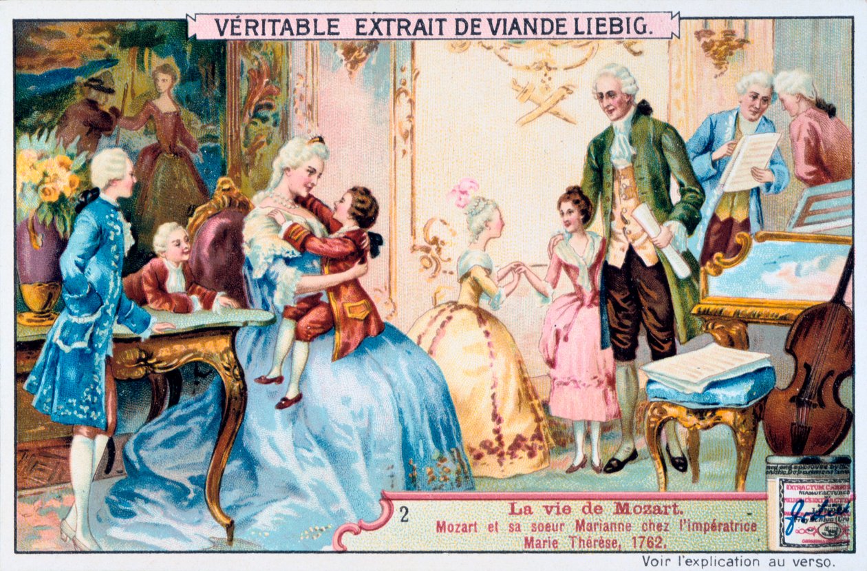 Mozart im Alter von sieben Jahren vor Kaiserin Maria Theresia, 1763. 1906 von Unbekannt
