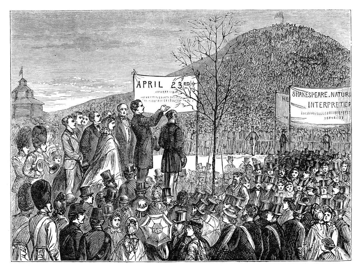 Mr. Phelps pflanzt Shakespeares Eiche auf dem Primrose Hill, London, 1864, spätes 19. Jahrhundert von Unbekannt