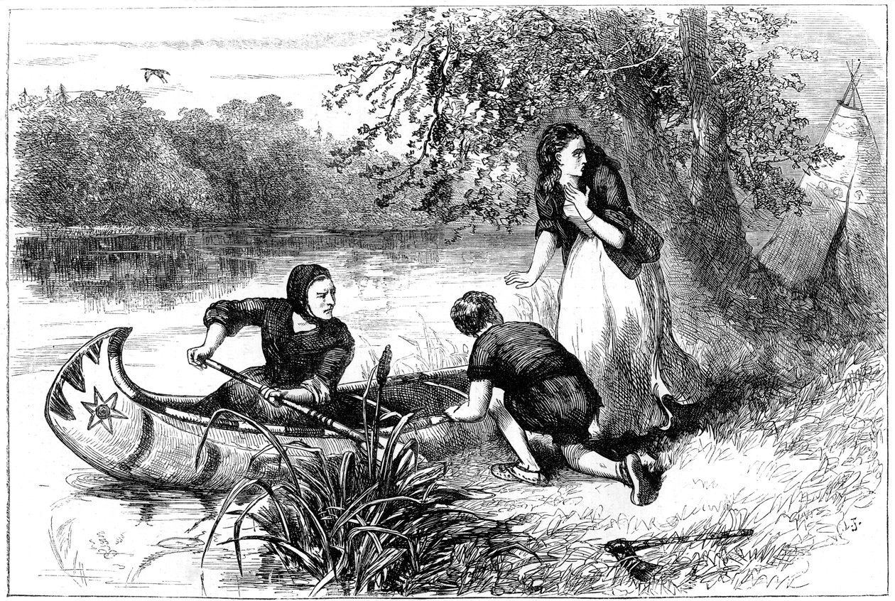 Mrs. Dunstan flieht den Merrimac hinunter, spätes 17. Jahrhundert, um 1880 von Unbekannt