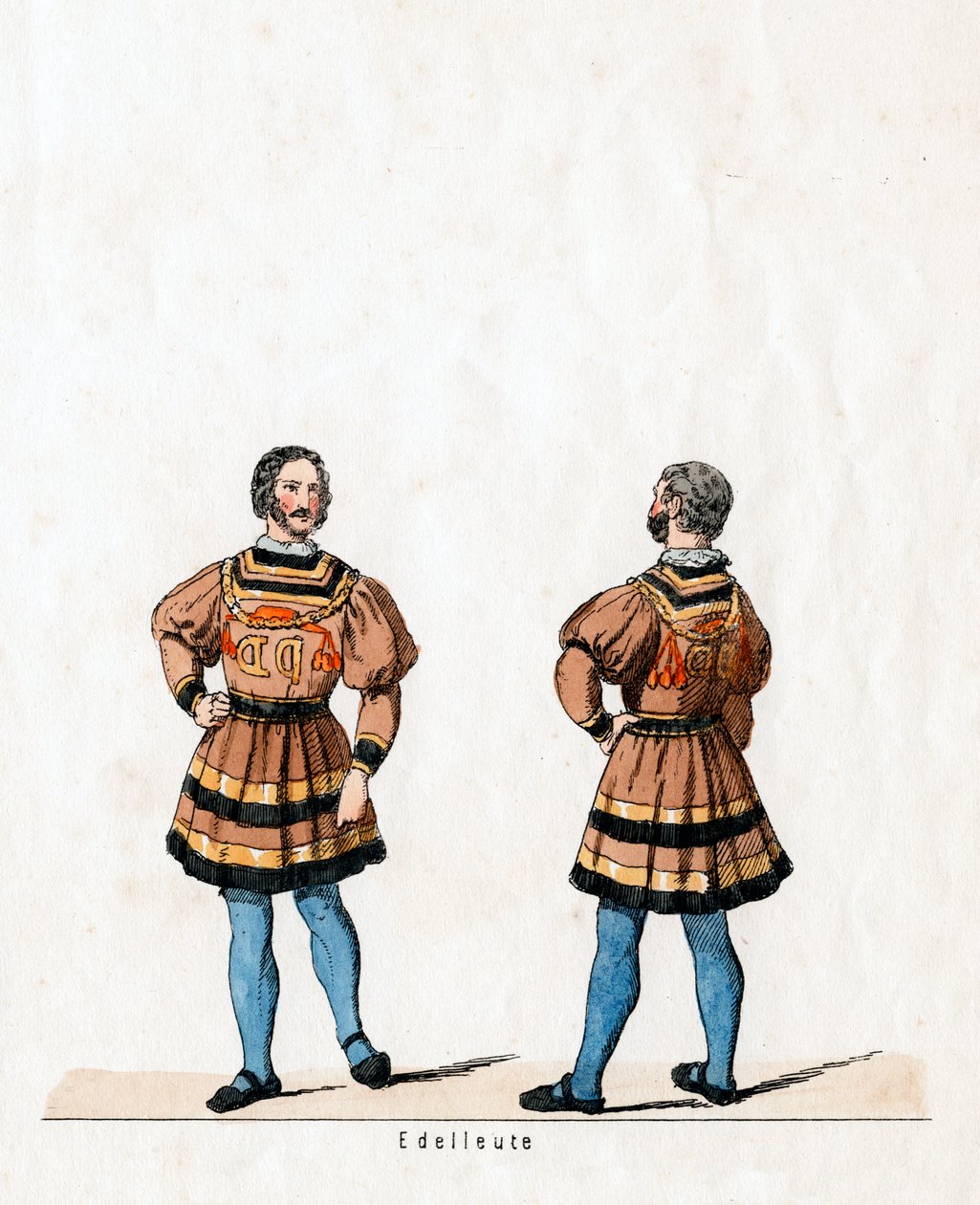 Edelleute, Kostümentwurf für Shakespeares Stück, Heinrich VIII., 19. Jahrhundert von Unbekannt
