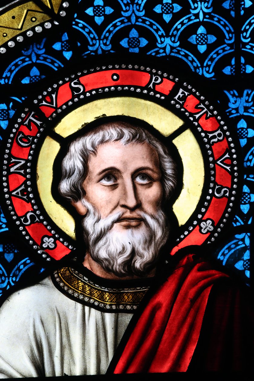 Kollegiatskirche Notre-Dame Saint-Lazare, Buntglasfenster, Heiliger Petrus, Avallon, Frankreich von Unbekannt