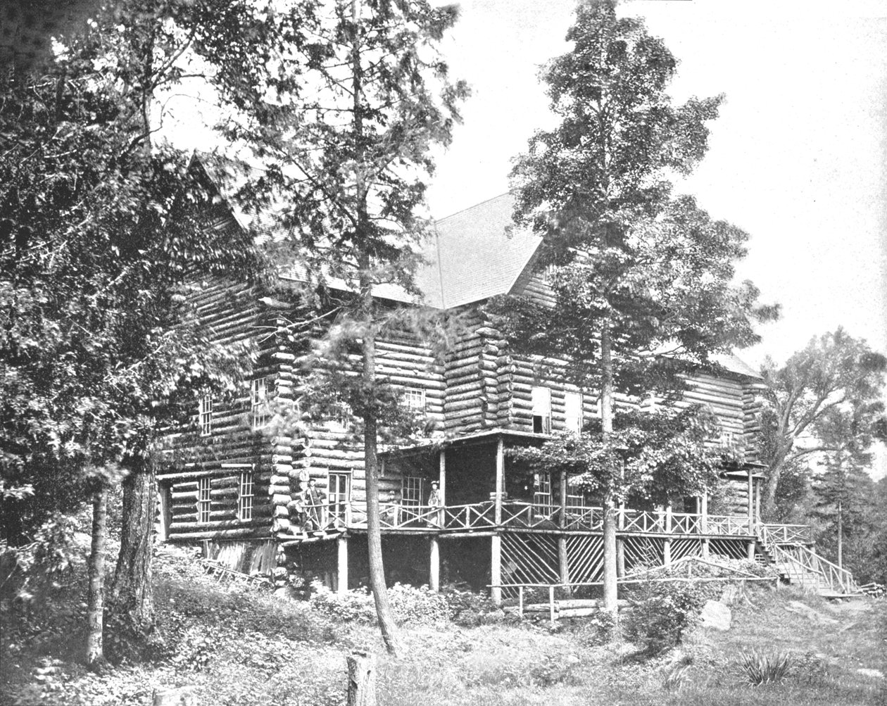 Alte Blockhütte, Lake Placid, Adirondacks, Bundesstaat New York, USA, ca. 1900 von Unbekannt