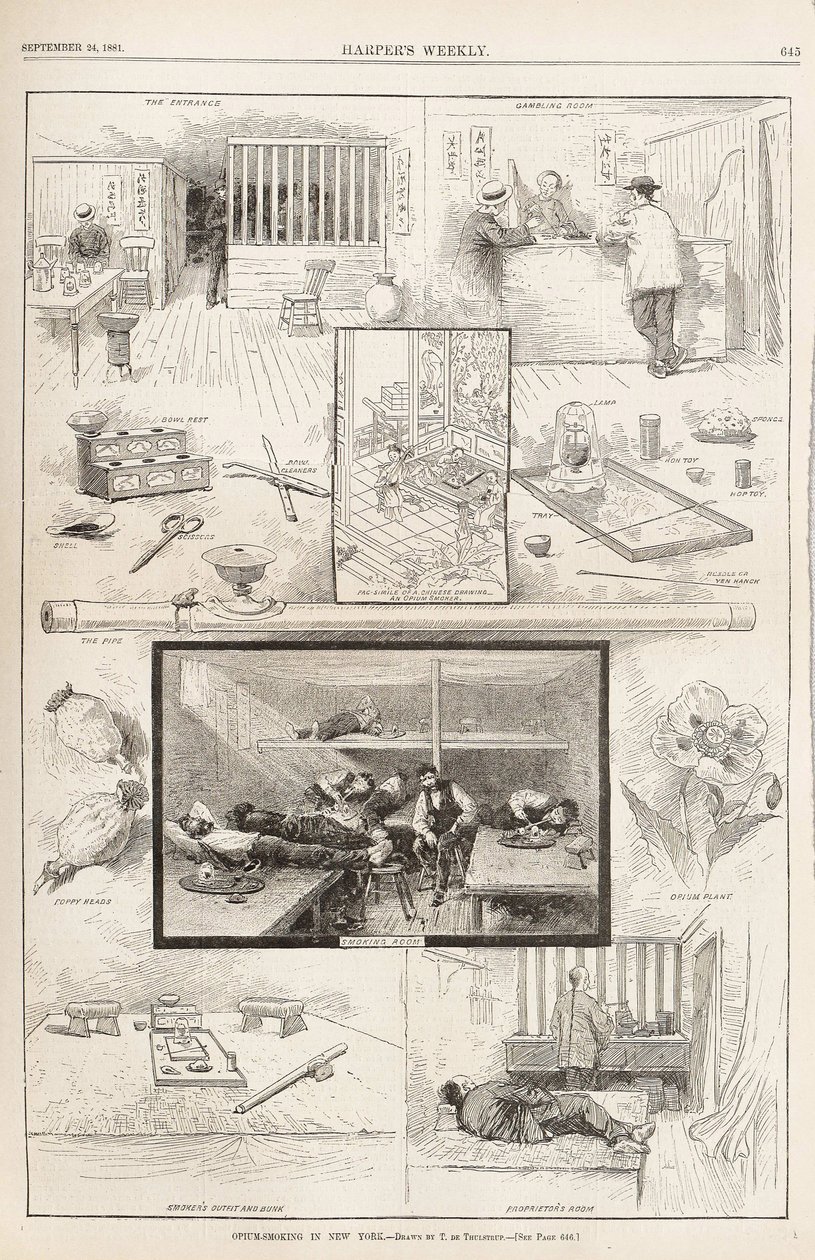 Opiumrauchen in New York aus Harpers Weekly, 24. September 1881, 1881 von Unbekannt