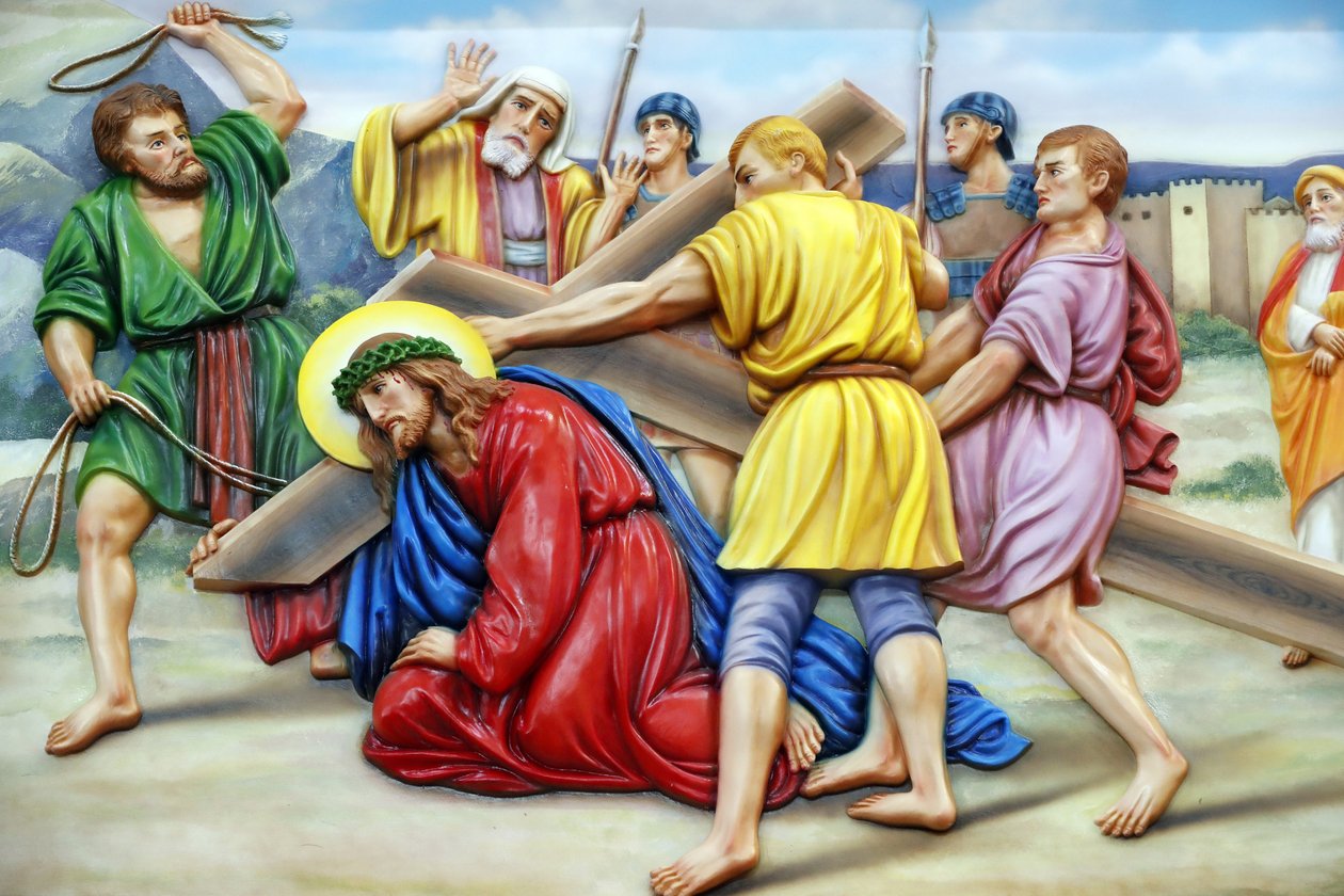 Unsere Liebe Frau von Fatima Kirche. Kreuzweg. Station 3. Jesus fällt zum ersten Mal. Ho-Chi-Minh-Stadt. Vietnam von Unbekannt