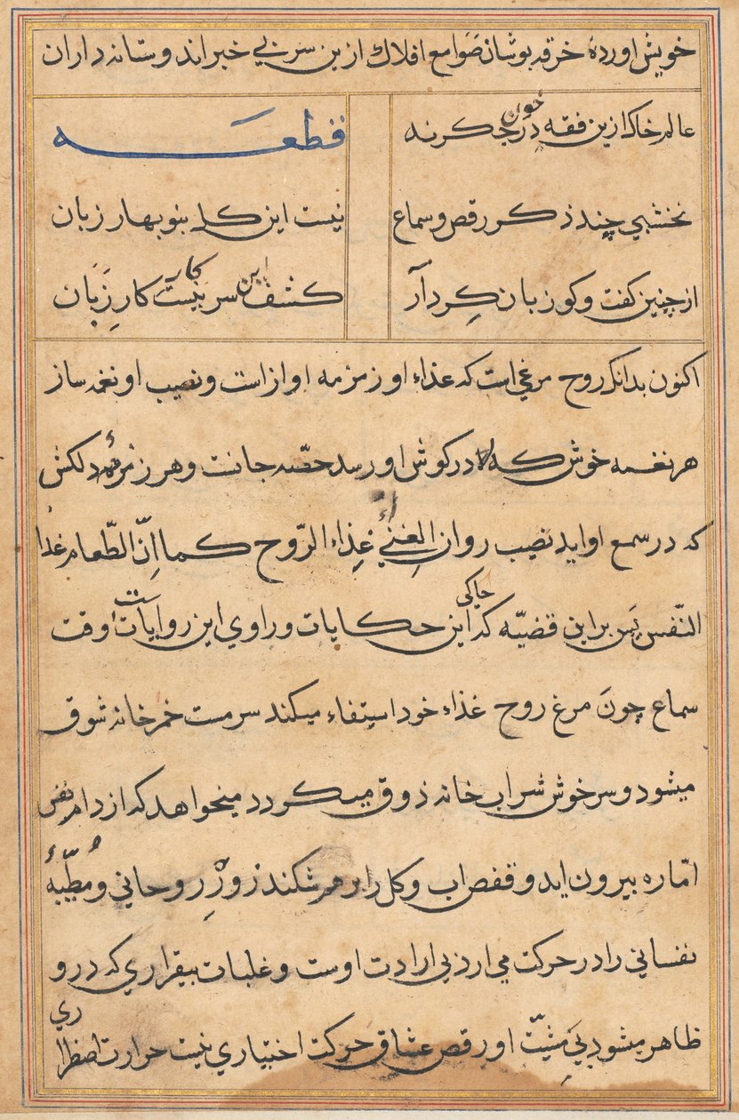 Seite aus den Geschichten eines Papageis Tuti-nama: Textseite, ca. 1560 von Unbekannt