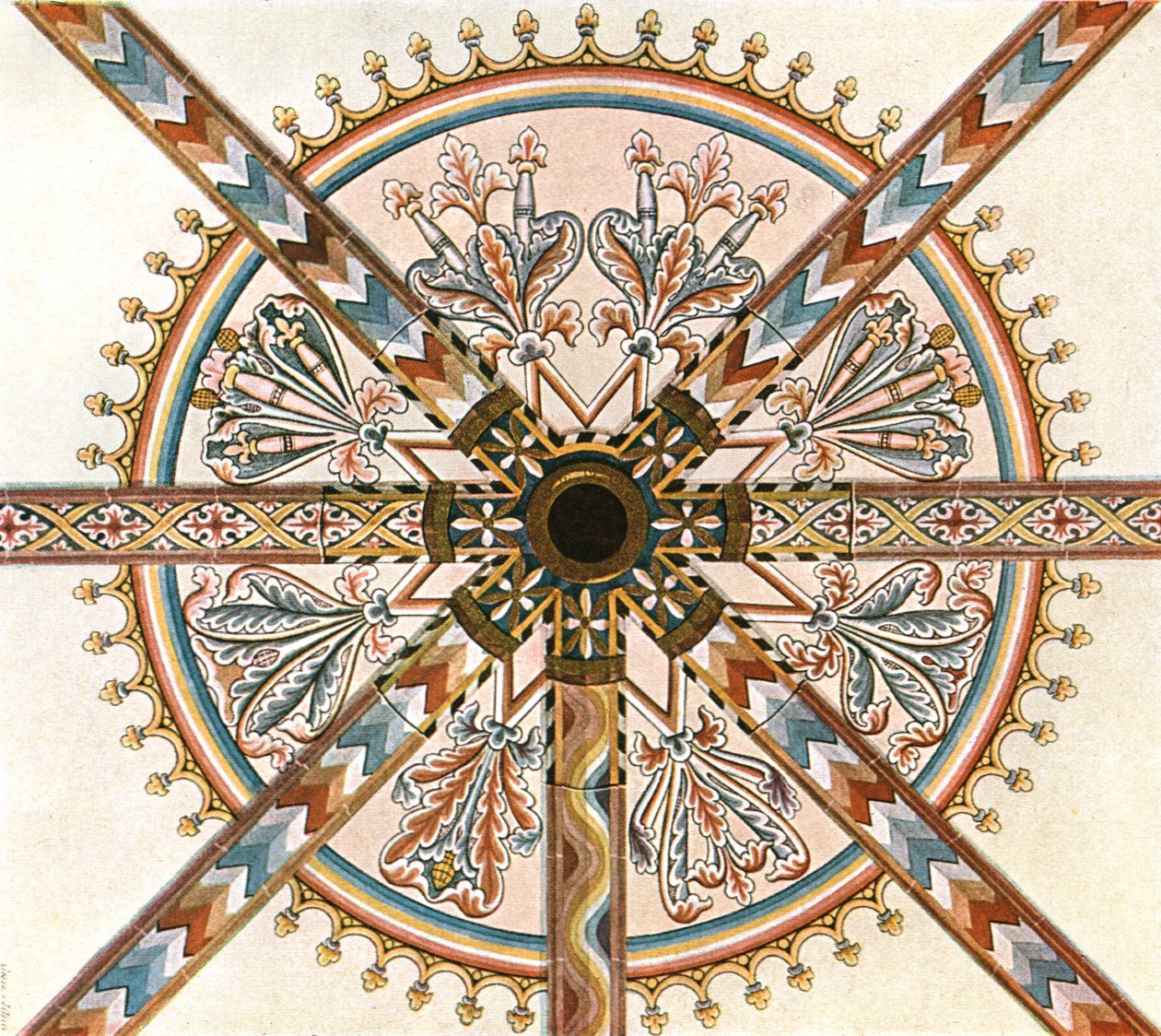 Bemalte Dekoration in der Kathedrale, Limburg an der Lahn, Deutschland, 1928 von Unbekannt