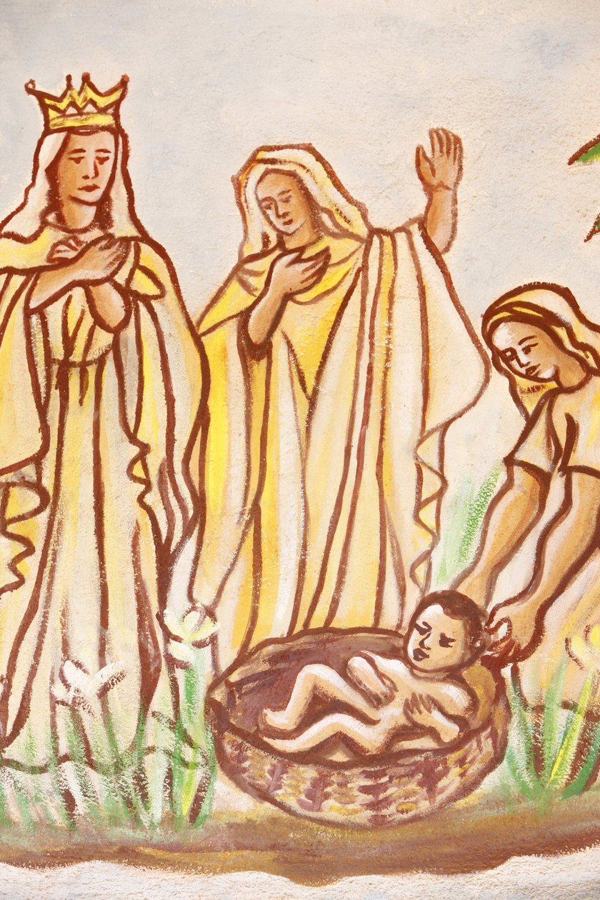 Gemälde in der Kirche Unserer Lieben Frau von Togo: Moses gerettet, Togoville, Togo von Unbekannt