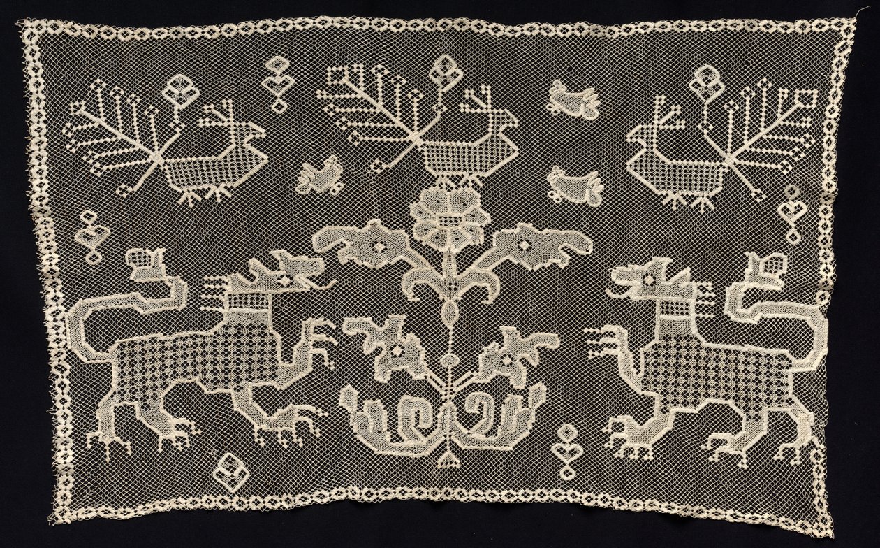 Paneel mit Panthern, Vögeln und floralen Motiven, 18.-19. Jahrhundert von Unbekannt