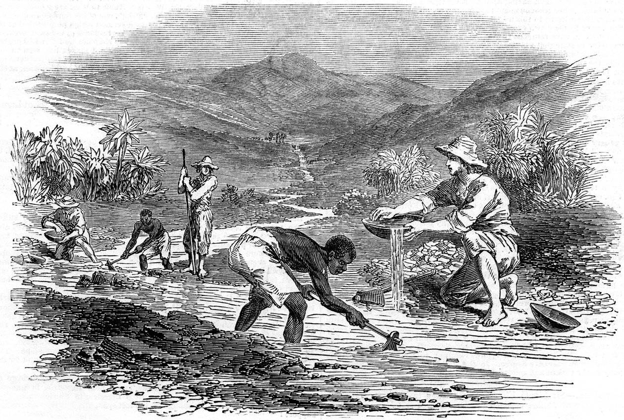 Goldwaschen während des kalifornischen Goldrauschs von 1849 von Unbekannt