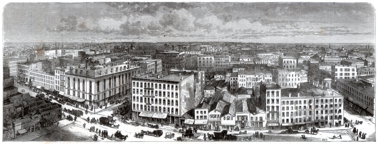 Panorama von Chicago vom Dach des Rathauses, USA, 1871 von Unbekannt