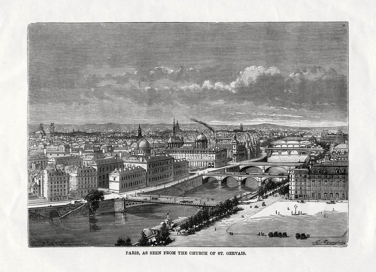 Paris, gesehen von der Kirche St. Gervais, Frankreich, 1879 von Unbekannt