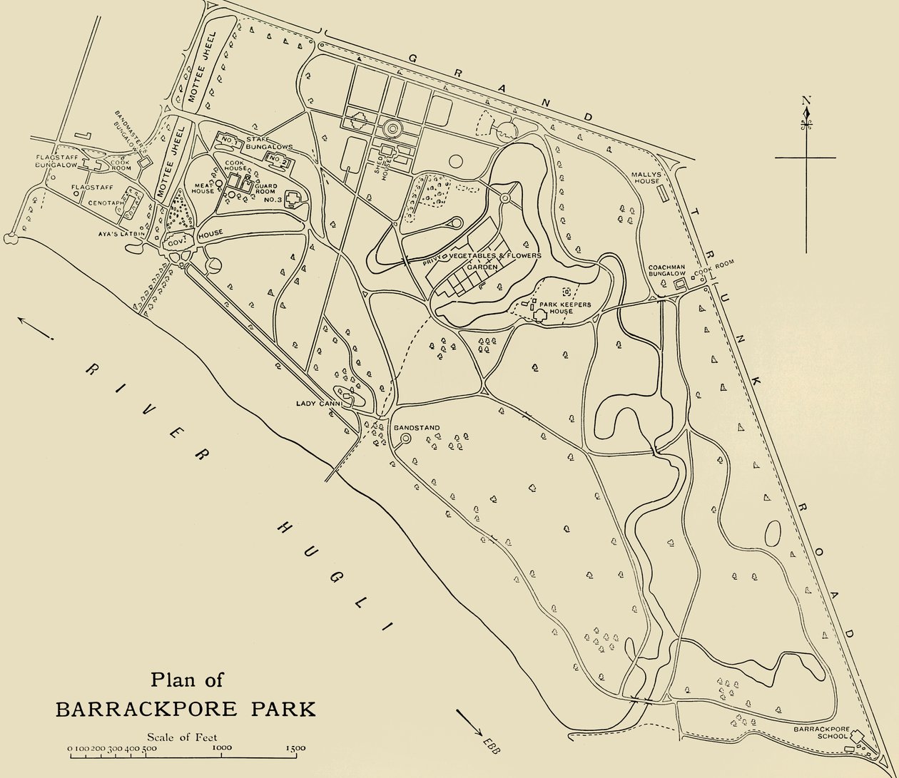 Plan von Barrackpore Park, 1925 von Unbekannt