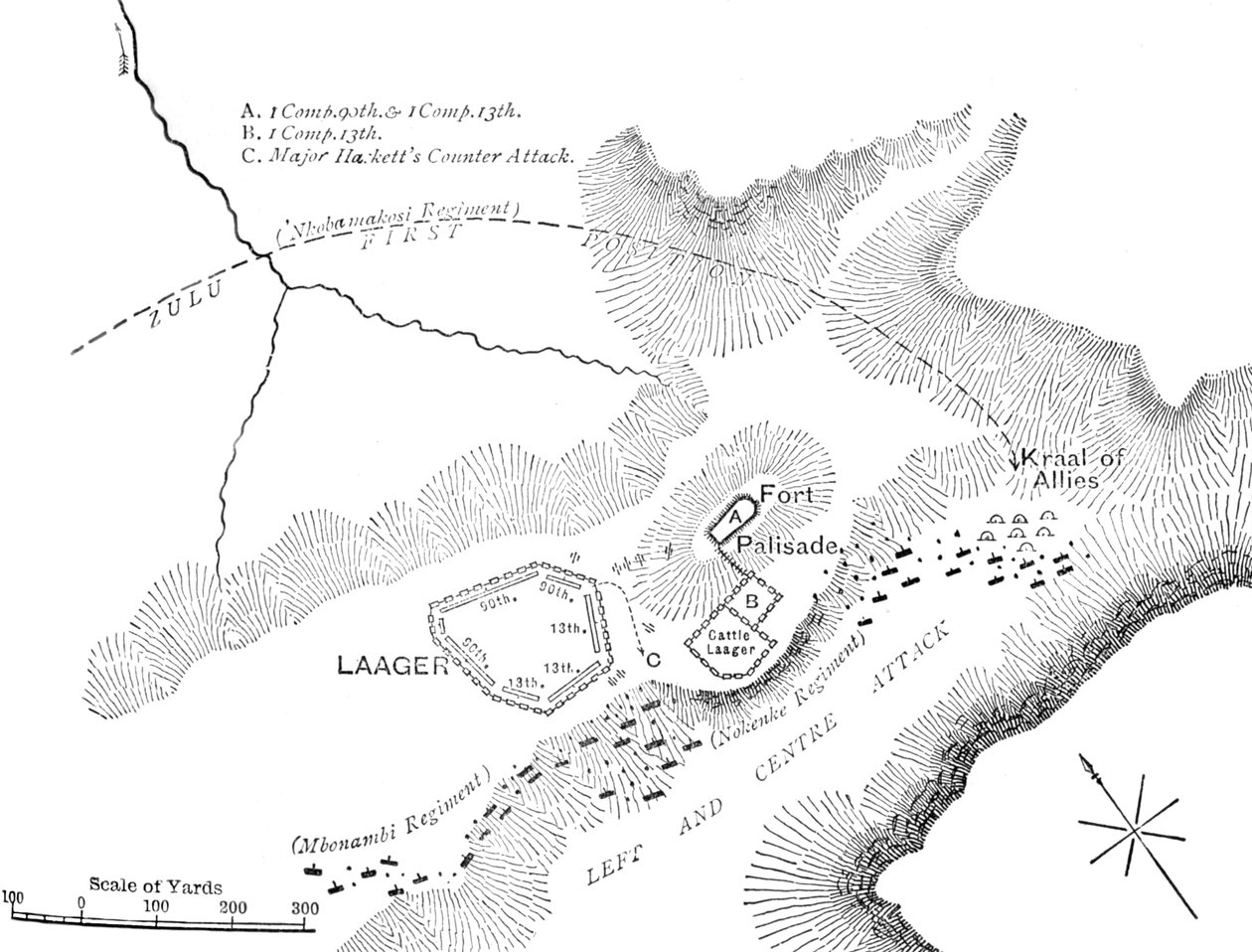 Plan der Schlacht von Kambula, 29. März 1879, ca. 1880 von Unbekannt
