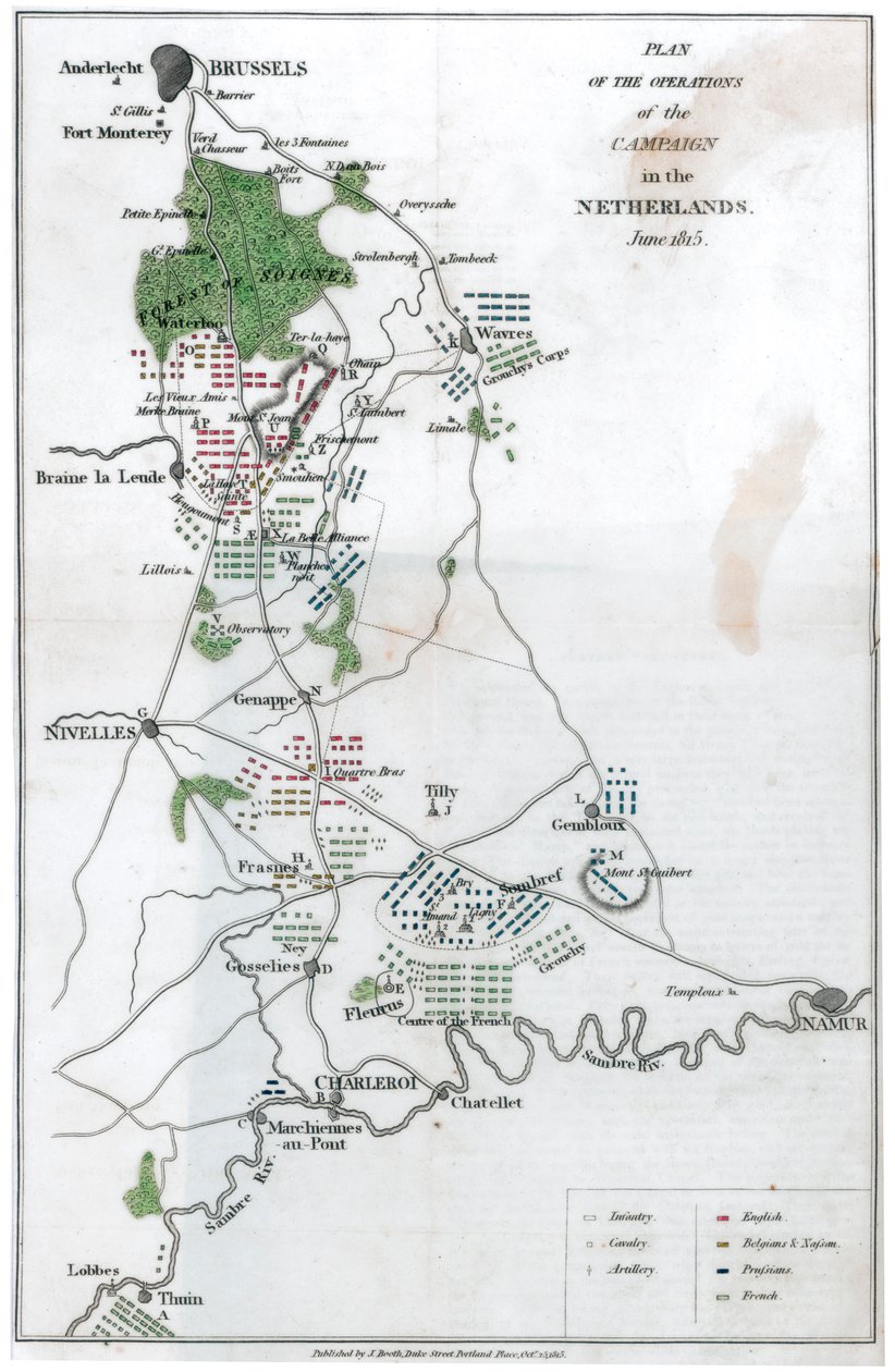 Plan der Operation der Kampagne in den Niederlanden, Juni 1815, 1816 von Unbekannt