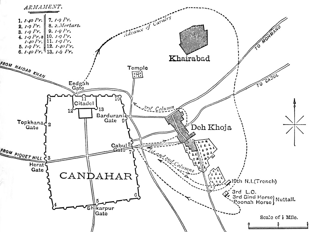 Plan des Ausfalls von Candahar, 16. August 1880 von Unbekannt