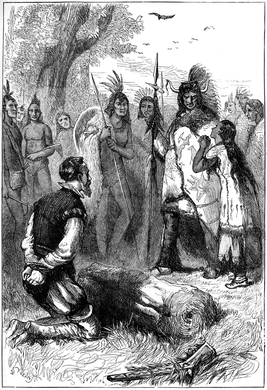 Pocahontas rettet Captain Smiths Leben, 1607 um 1880 von Unbekannt
